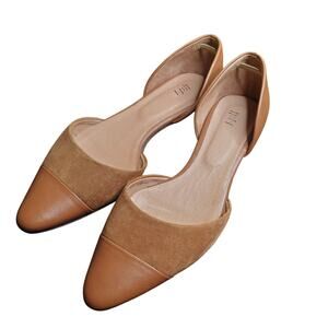 J Jill D'Orsay Flats Women’s 10 Brown Leather Suede Pointed Toe Slip On